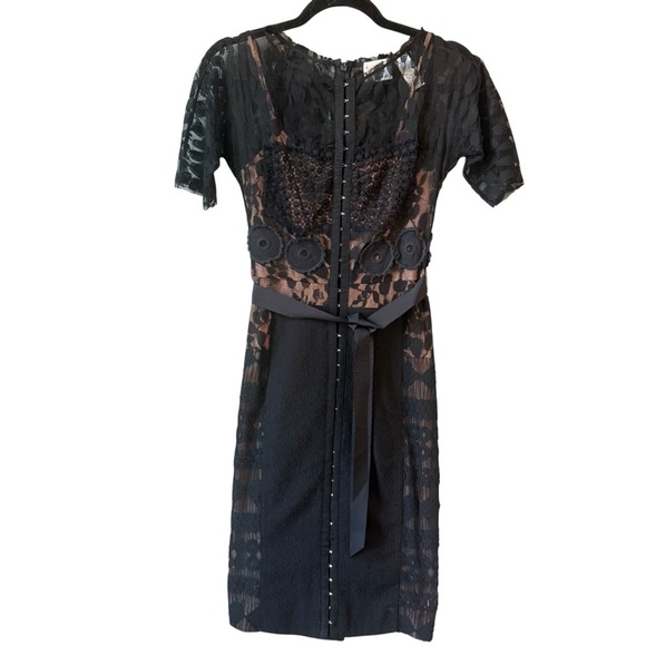 Anthropologie Beguile by Byron Lars Carissima Black Lace Sheath Dress Size 0 - Picture 2 of 11